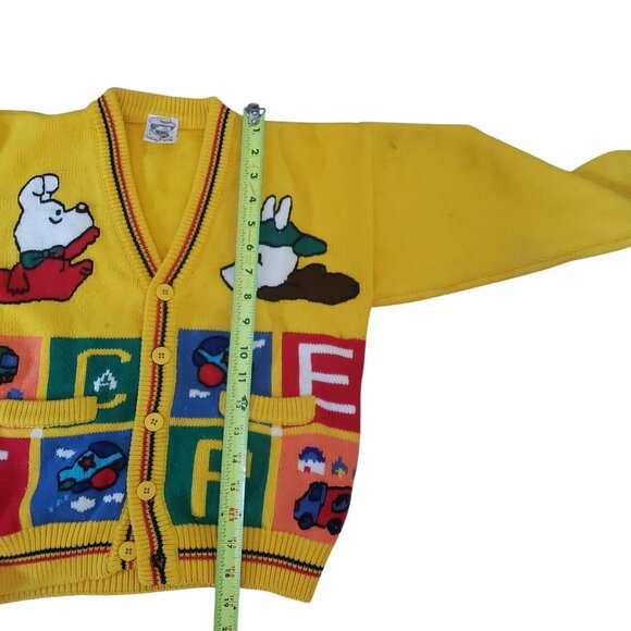Vintage Lucky Stars Childrens Cardigan Sweater Size 8/10 Cartoon Graphic Knit - Picture 8 of 9